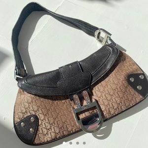 Vintage Dior brown monogram baguette bag